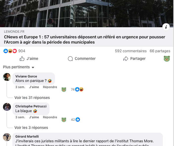 L'ourson COOLlectif apparaît sous un post Facebook tendu